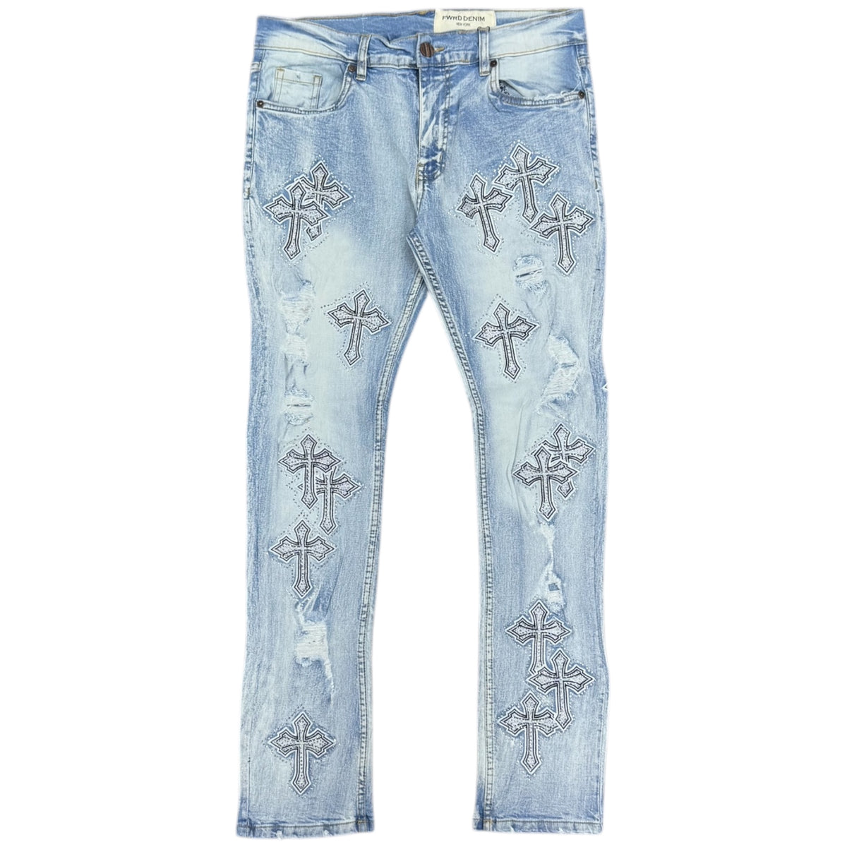KIDS SLIM CRYSTAL TEMPLAR DENIM PANT by FWRD