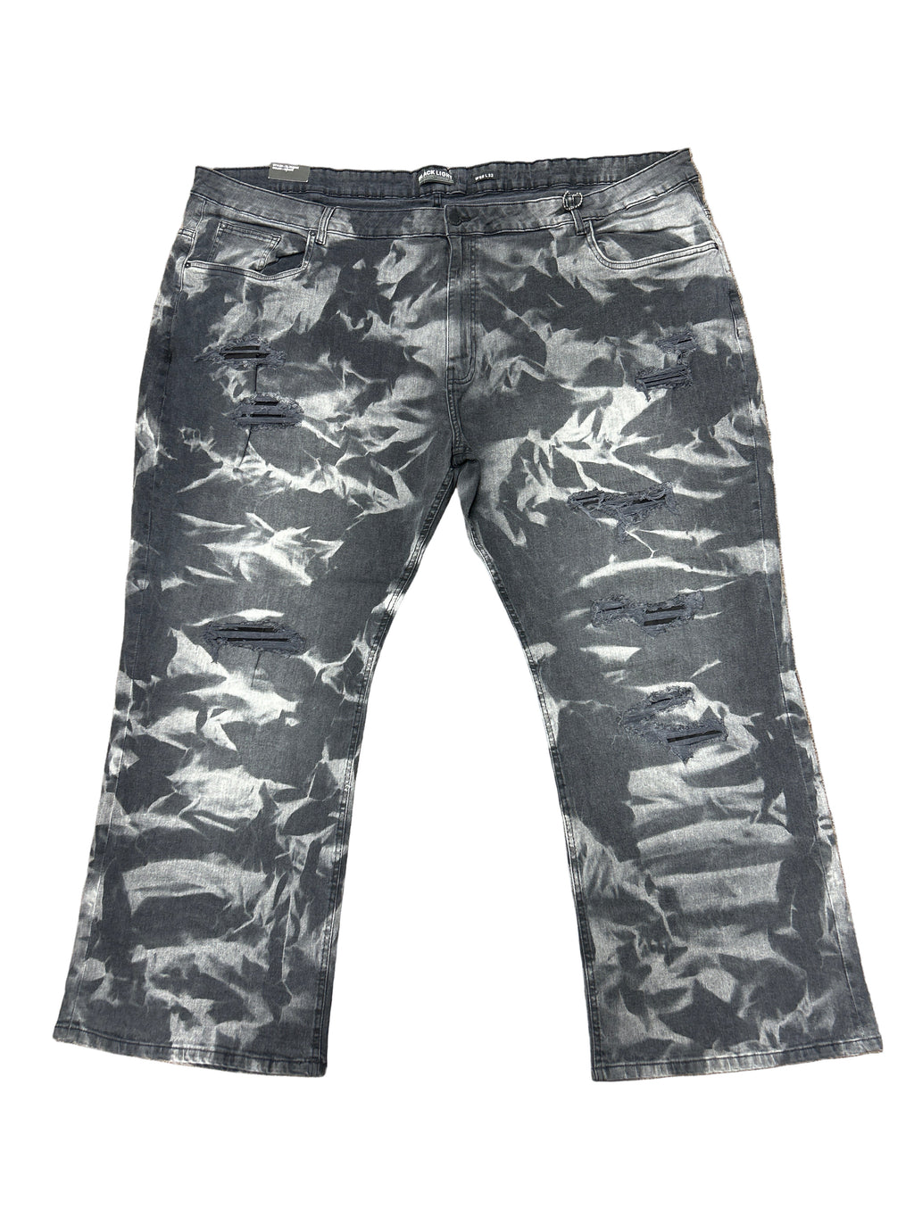 BLACK LIGHT RIPPED WAVY DENIM