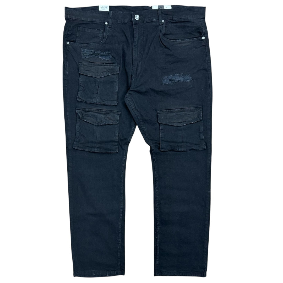 EVOLUTION SLIM COMBAT CARGO JEAN-JET BLACK by Evolution