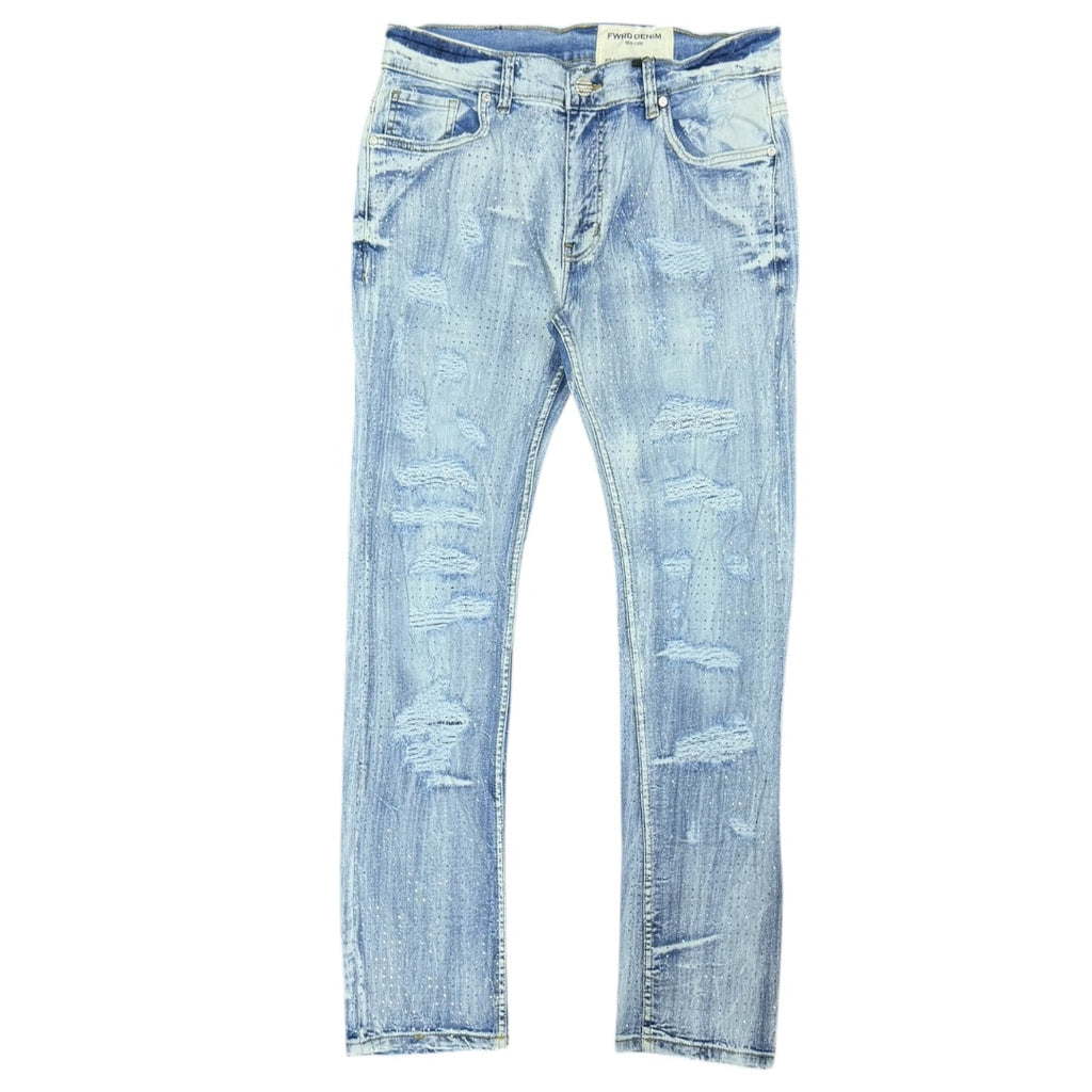 FWRD CRYSTALIZED DENIM-ICE BLUE
