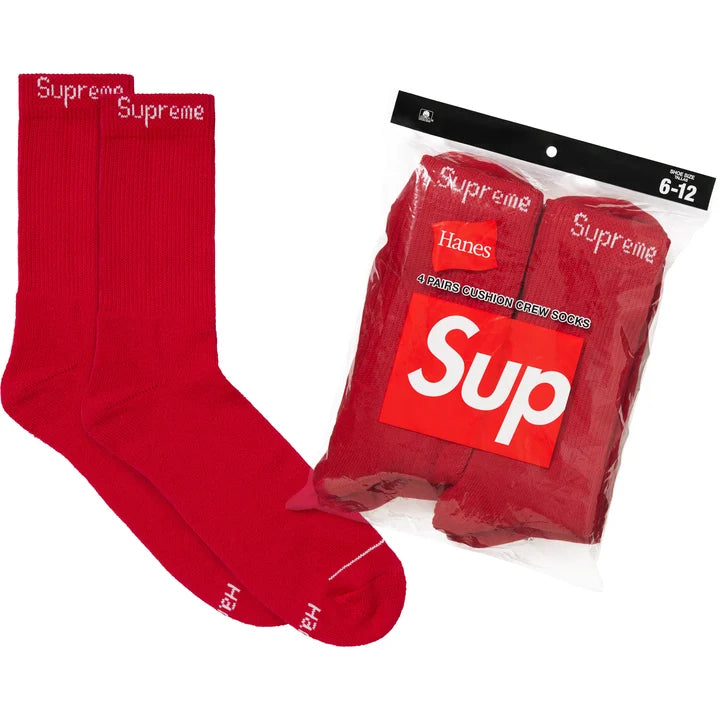 SUPREME/HANES CREW SOCKS (4 PACK) by Supreme