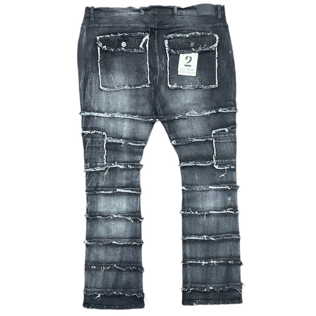 FWRD STACKED PANTS WASHED BLACK by FWRD