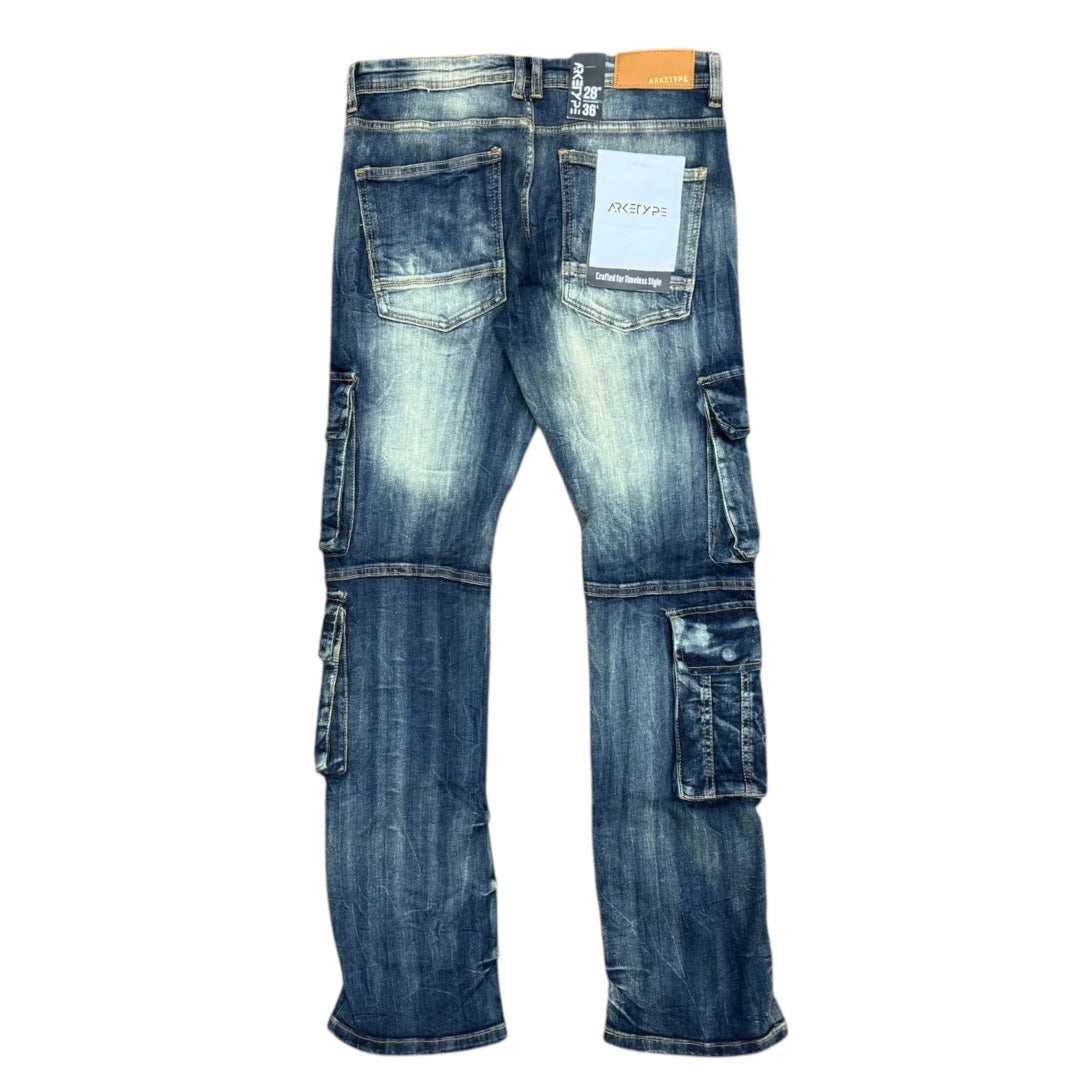 ARKETYPE CARGO FLARE DENIM-DARK VINTAGE by ARKETYPE
