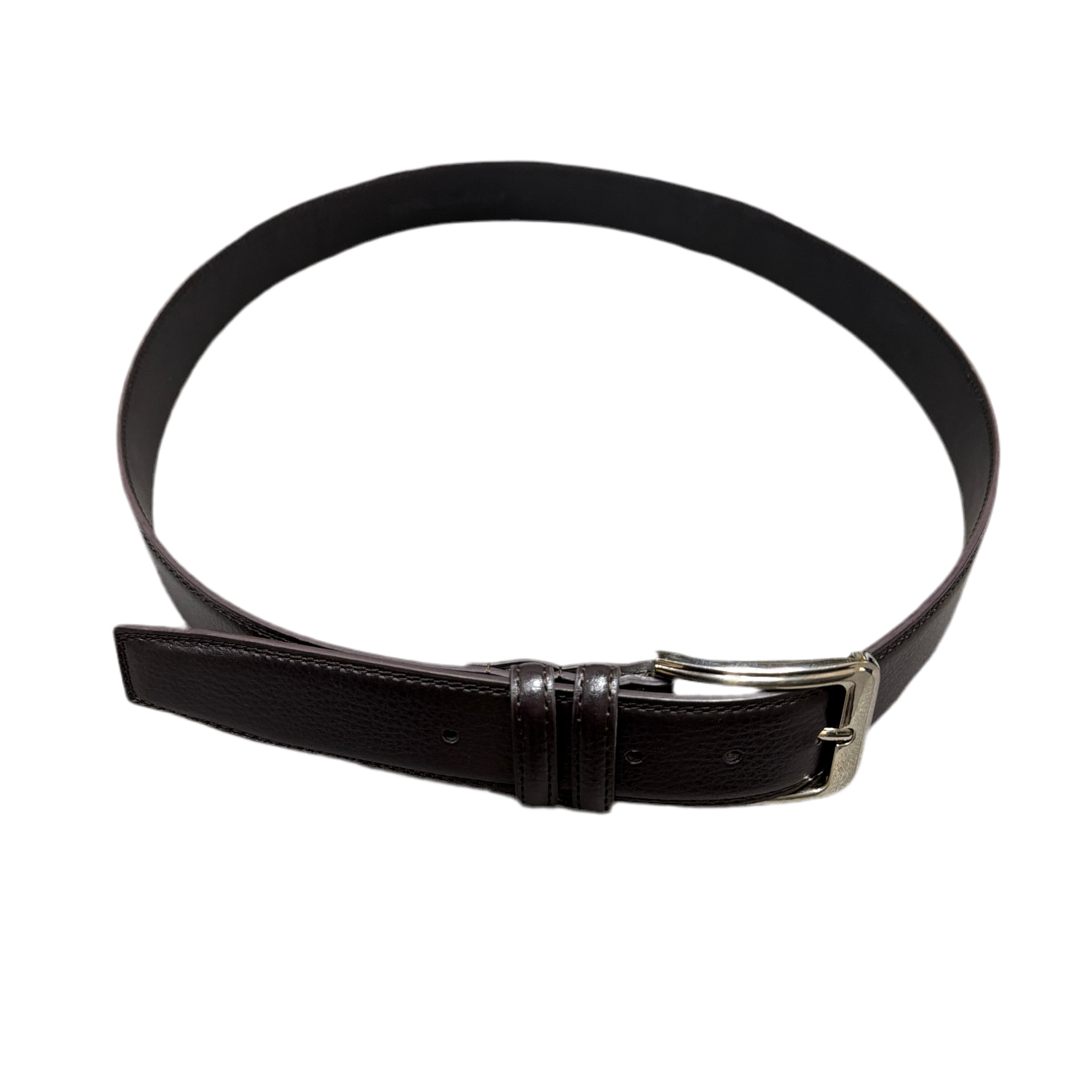 GENUINE LEATHER DARK BROWN STITCHED BELT