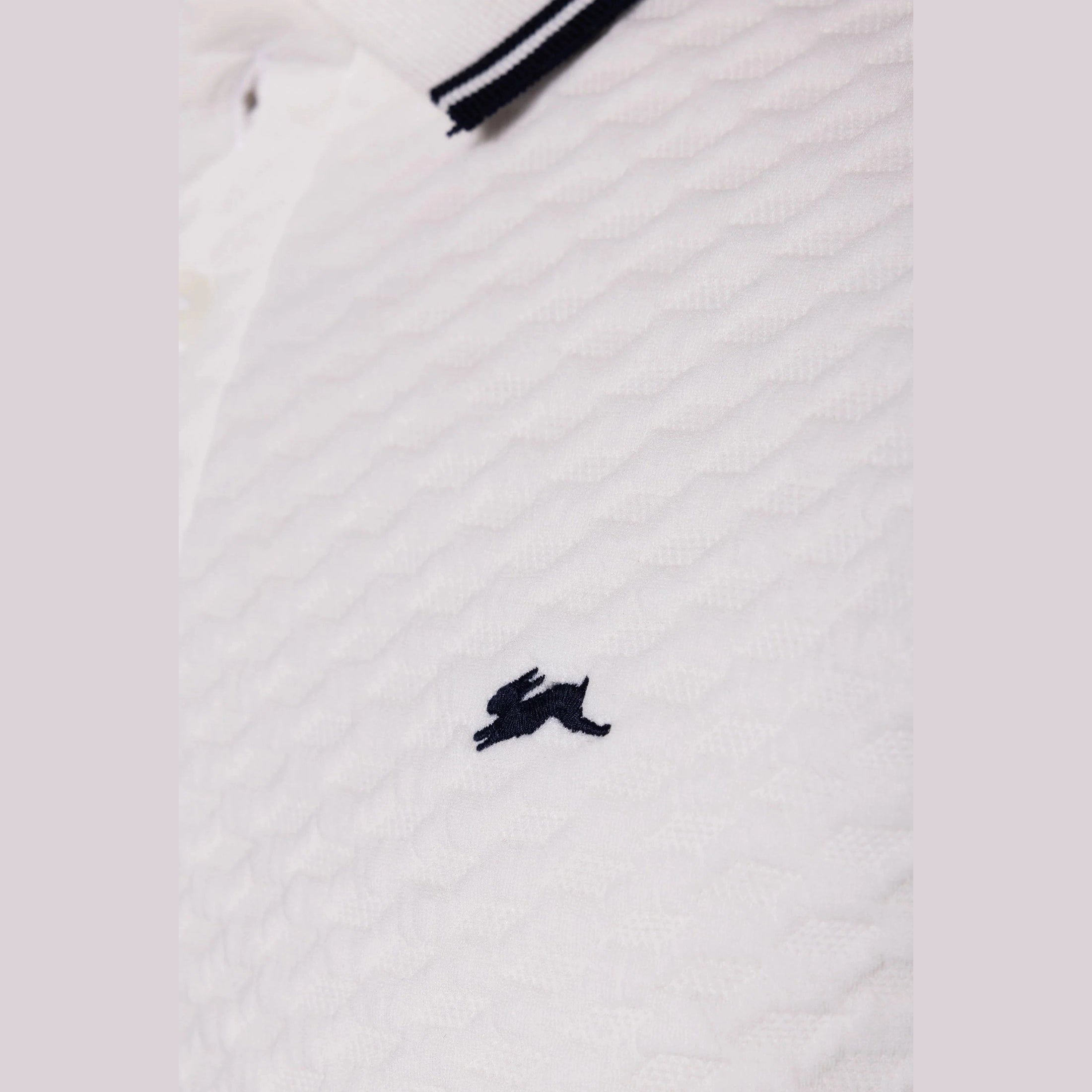 A TIZIANO Baylor Jacquard Knit Polo-WHITE/NAVY
