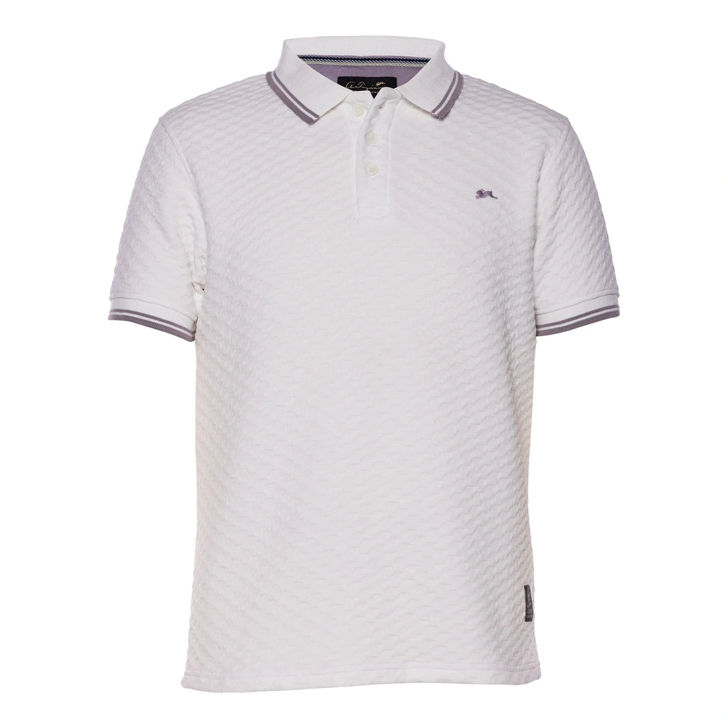 A TIZIANO Baylor Jacquard Knit Polo-WHITE/LILAC