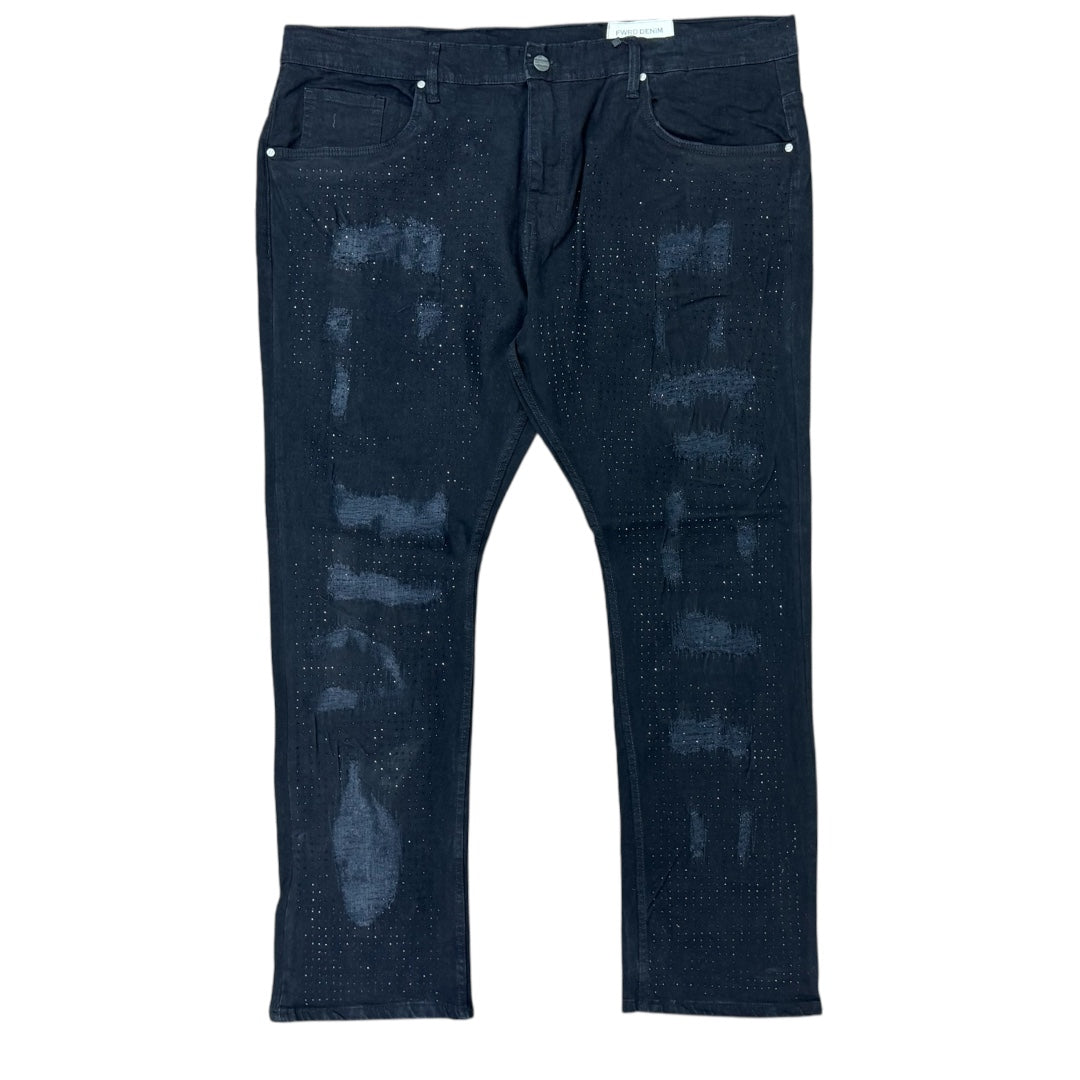 FWRD STACKED DIAMOND STUDDED DENIM-BLACK