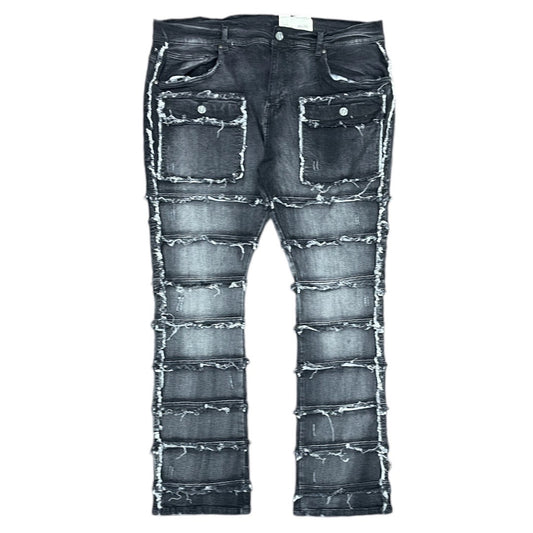 FWRD STACKED PANTS WASHED BLACK by FWRD