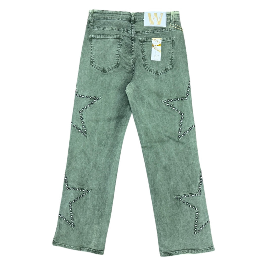 WAIMEA BAGGY PEARL PANTS-OLIVE by WAIMEA