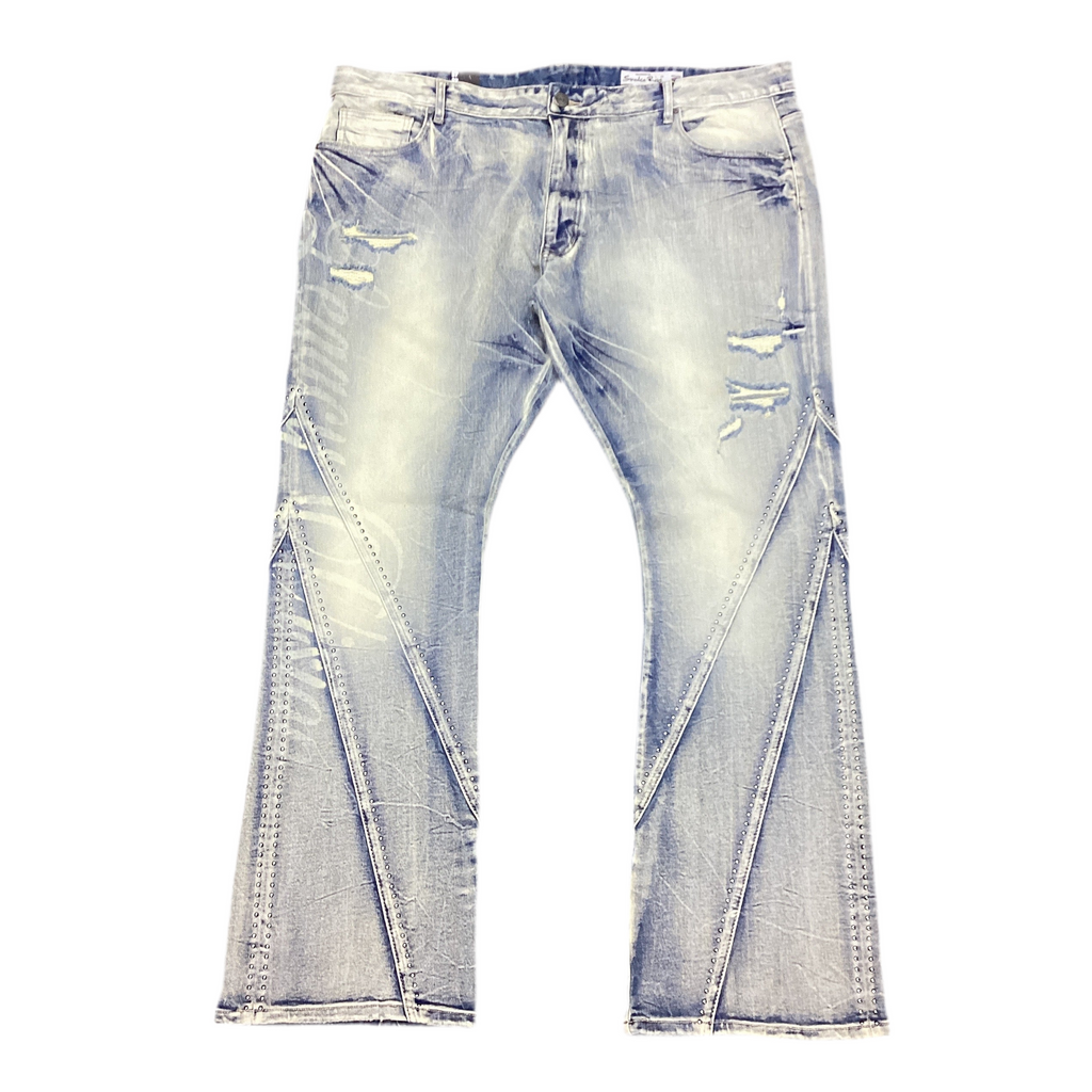 SMOKE RISE BARBWIRE RHINESTONE JEAN-CASCADE BLUE
