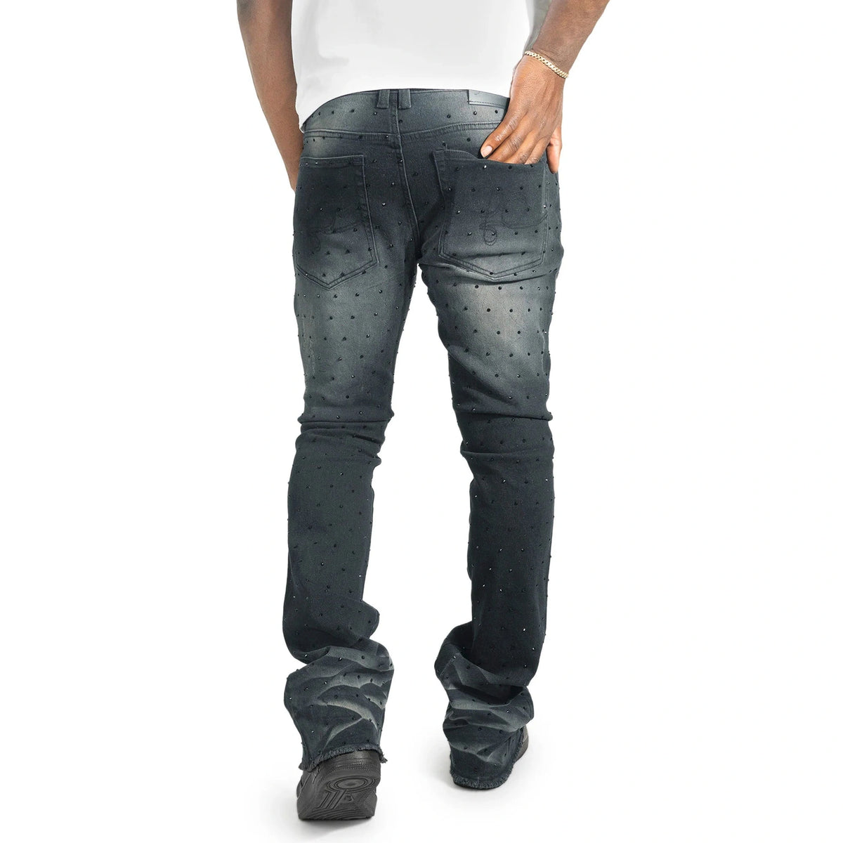 FROST ROMANO STACK STONES JEANS-BLACK by Frost Originals