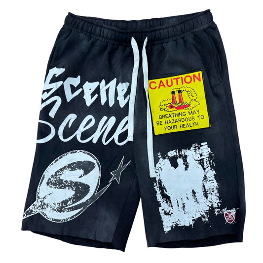 BAGGY DRYWASH PATCHWORK SHORTS by Popout