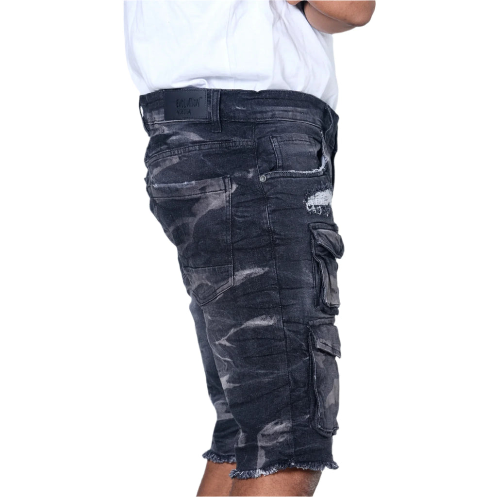 EVOLUTION COMBAT DENIM SHORT-WASHED BLACK