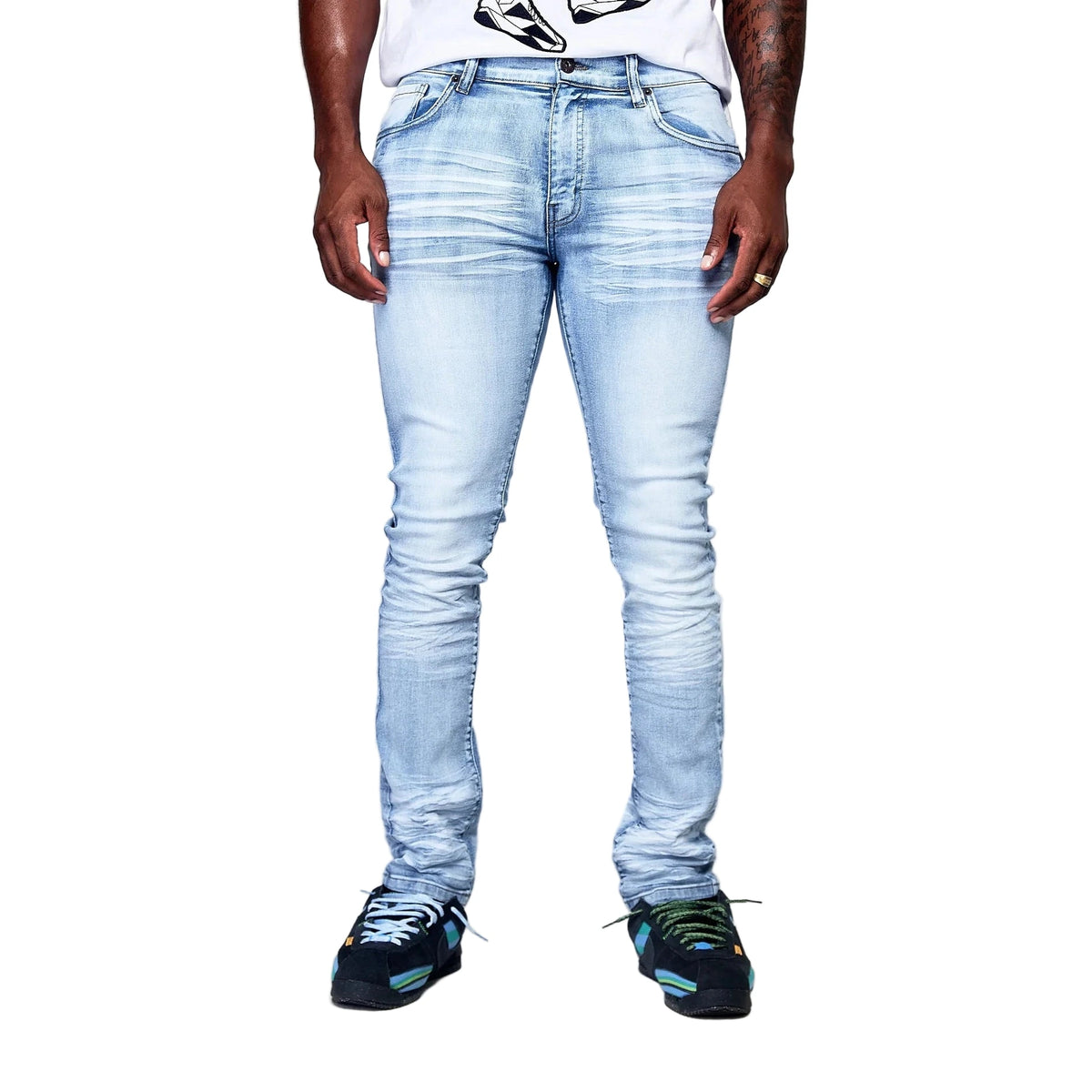 MENS WASHED DOWN DENIM-ICE BLUE by EVOLUTION
