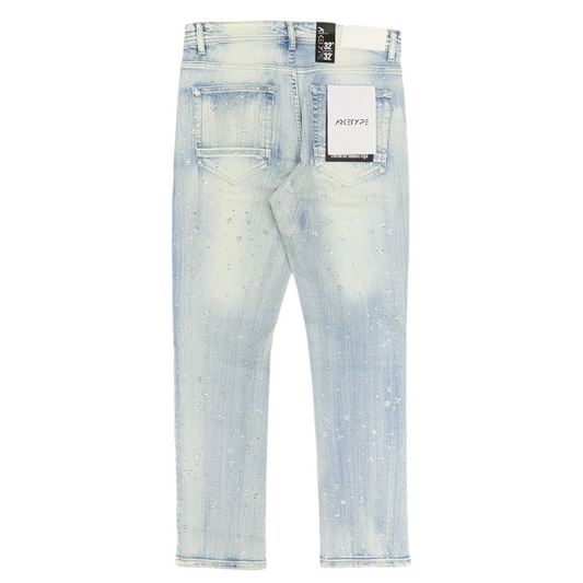ARKETYPE ALLOVER RHINESTONE JEAN-ICE BLUE by ARKETYPE