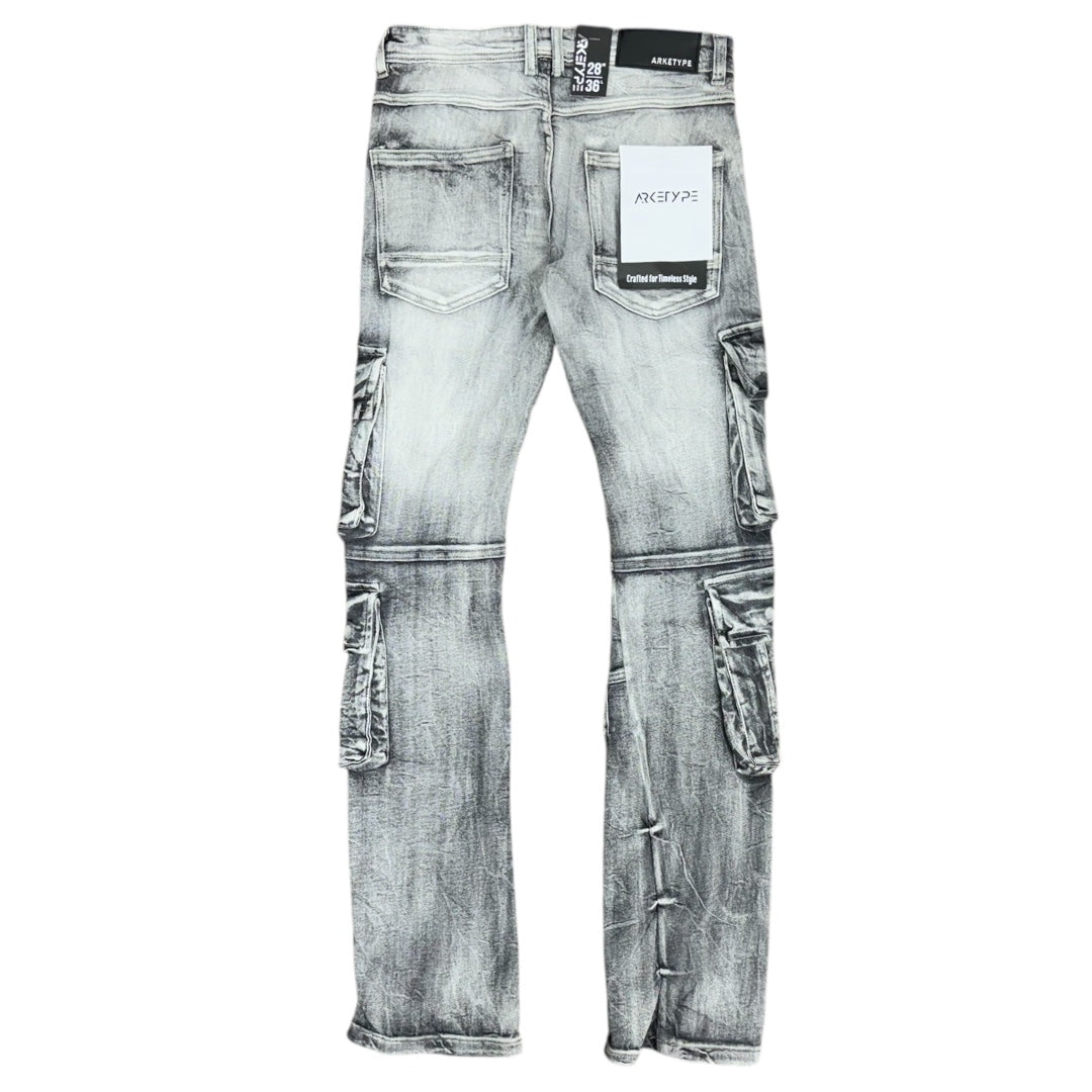 ARKETYPE CARGO FLARE DENIM-GREY