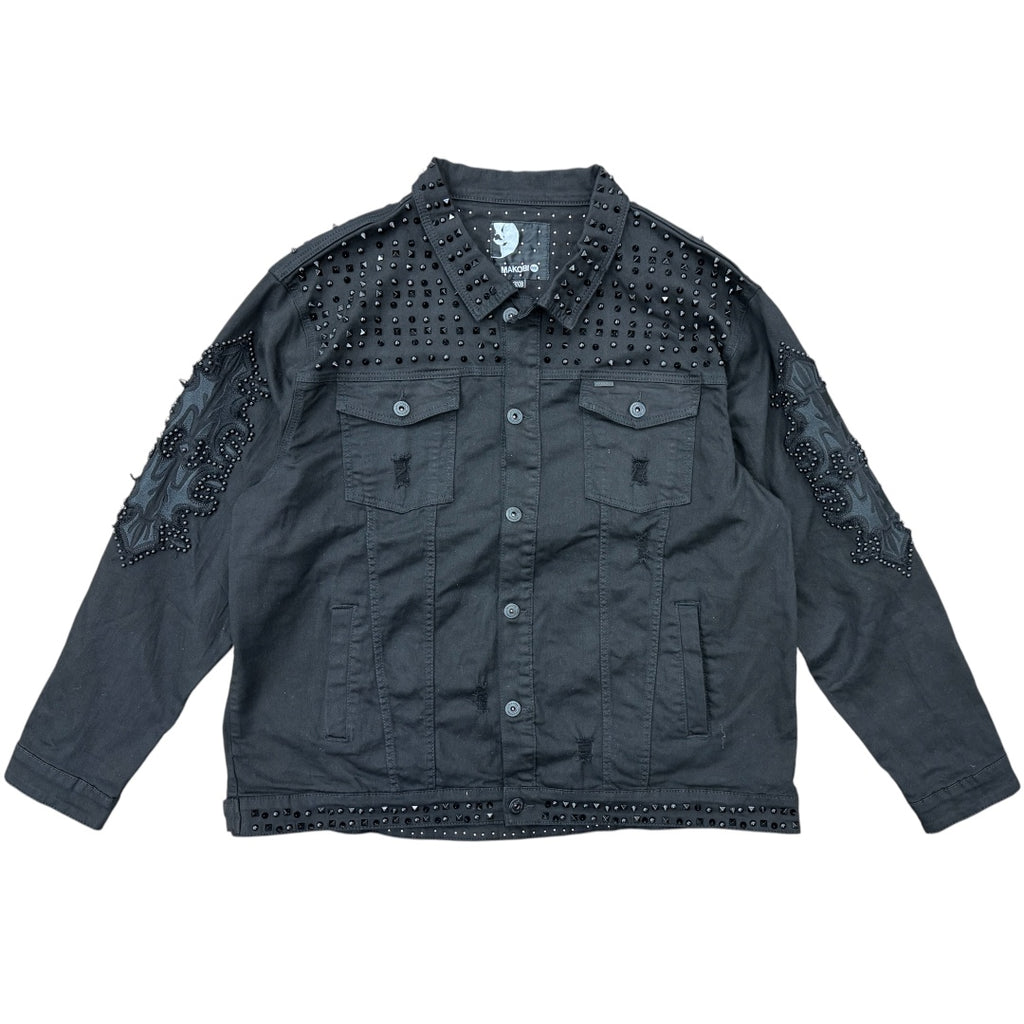 MAKOBI SPIKE DENIM JACKET-BLACK