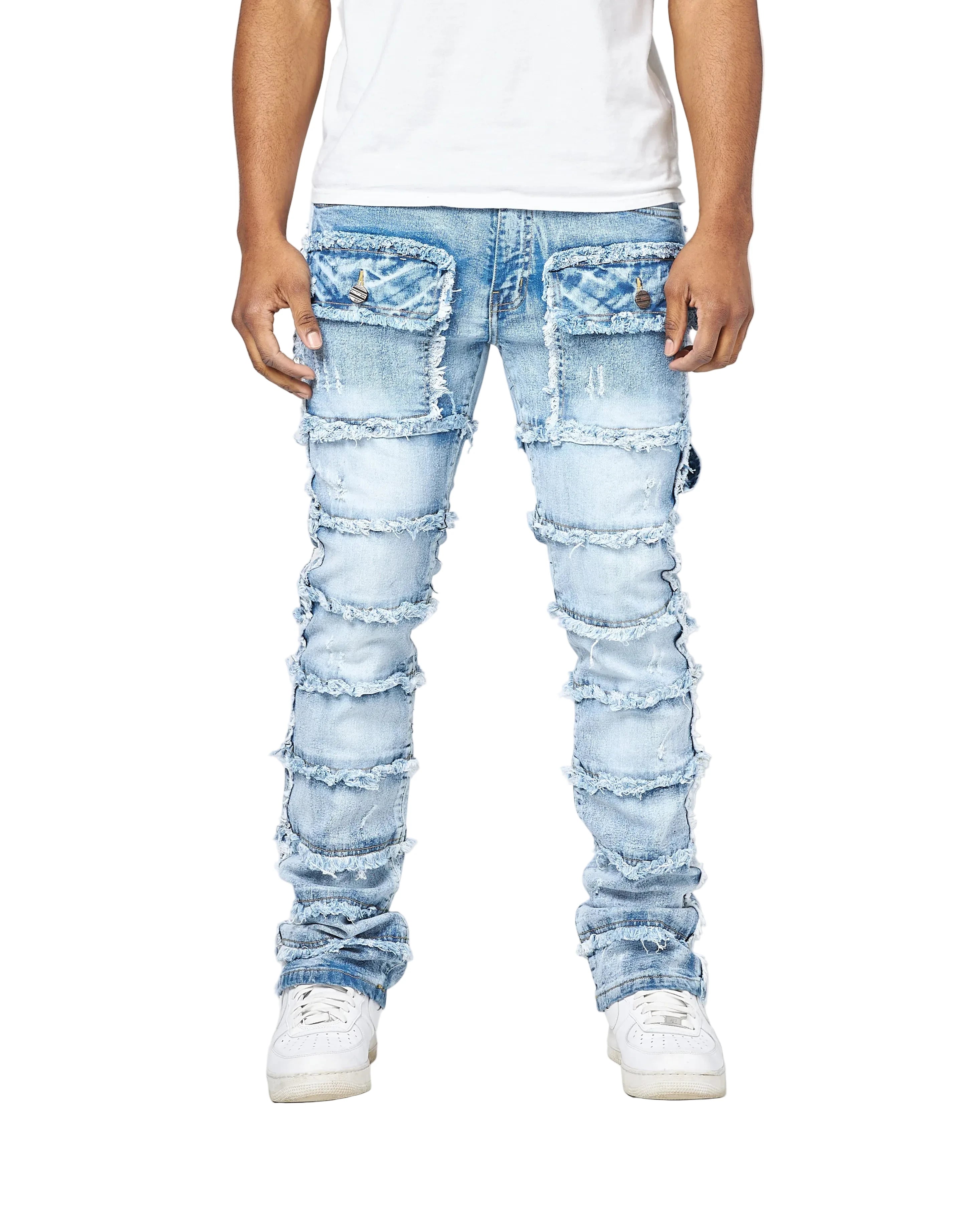 FWRD BIG MENS PATCHWORK TRUE STACKED DENIM JEANS by FWRD