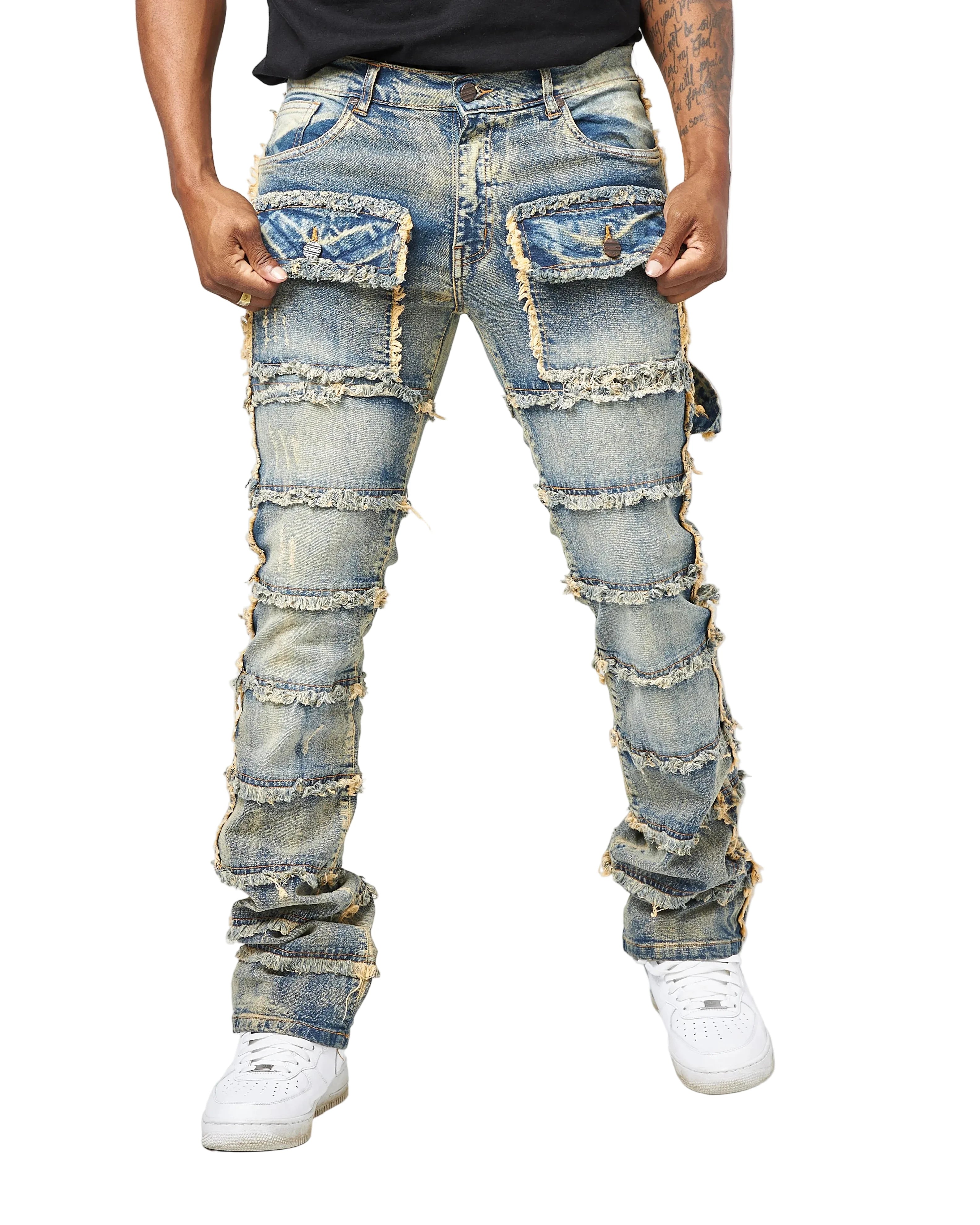 FWRD BIG MENS PATCHWORK TRUE STACKED DENIM JEANS by FWRD