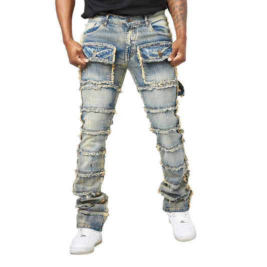 FWRD BIG MENS PATCHWORK TRUE STACKED DENIM JEANS by FWRD