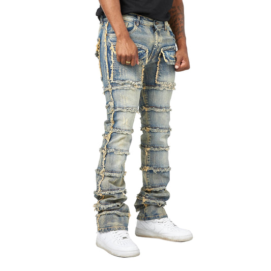 FWRD BIG MENS PATCHWORK TRUE STACKED DENIM JEANS by FWRD