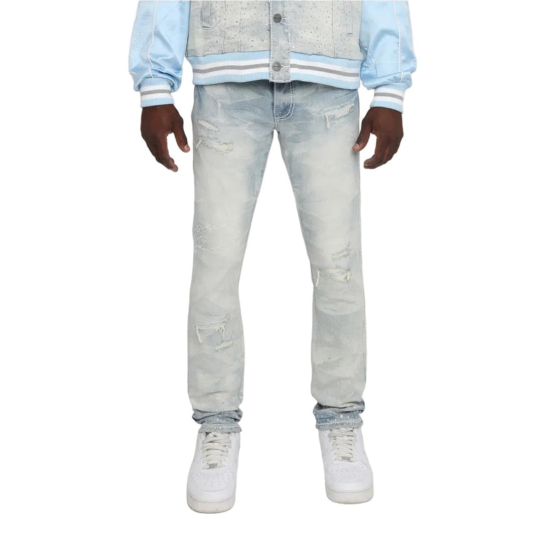 SMOKE RISE CRYSTAL BAGGY JEANS