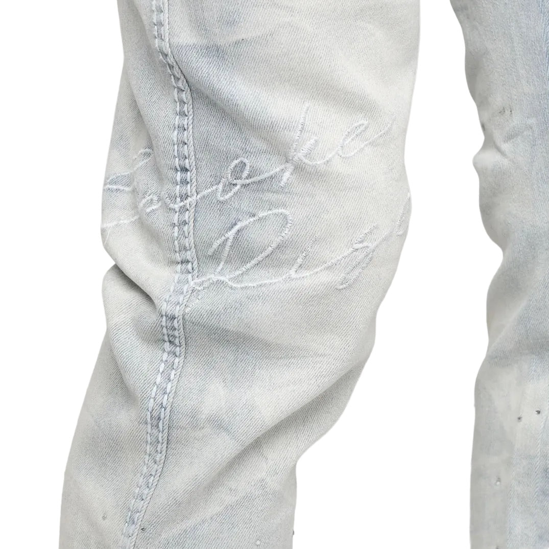 SMOKE RISE CRYSTAL BAGGY JEANS by SMOKE RISE