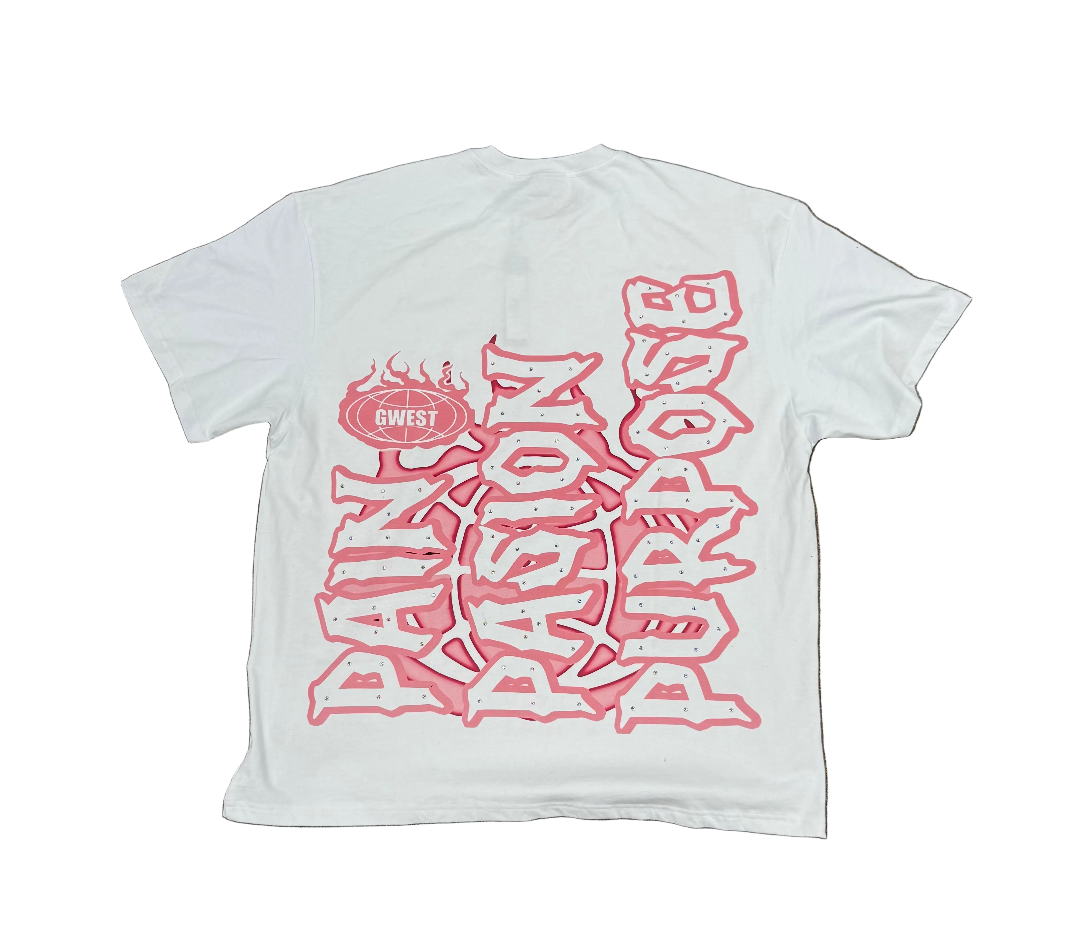 G WEST RHINESTONE PAIN & PEACE TEE