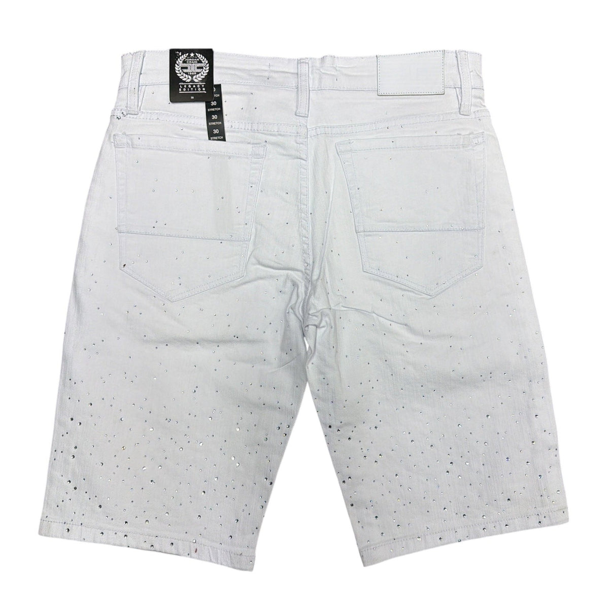 JORDAN CRAIG CRYSTAL DENIM SHORTS by Jordan Craig