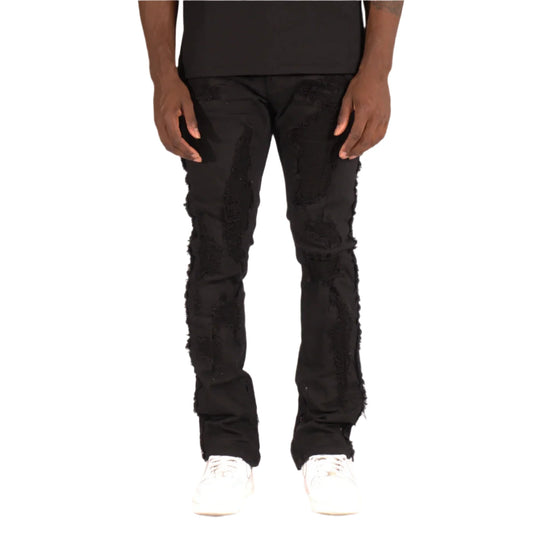 MAKOBI DANIELLI 34" SEMI STACKED JEANS-BLACK by Makobi