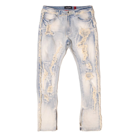 MAKOBI DANIELLI 34" SEMI STACKED JEANS-LT.WASH by Makobi