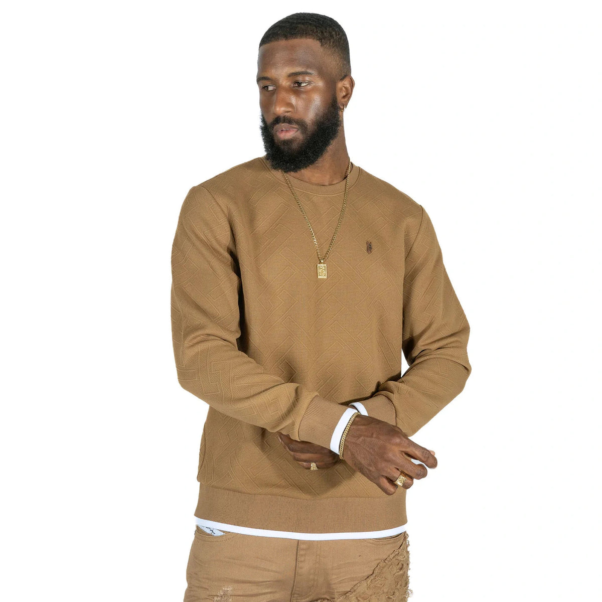 MAKOBI Beanchi Jacquard Crewneck-MOCHA by MAKOBI