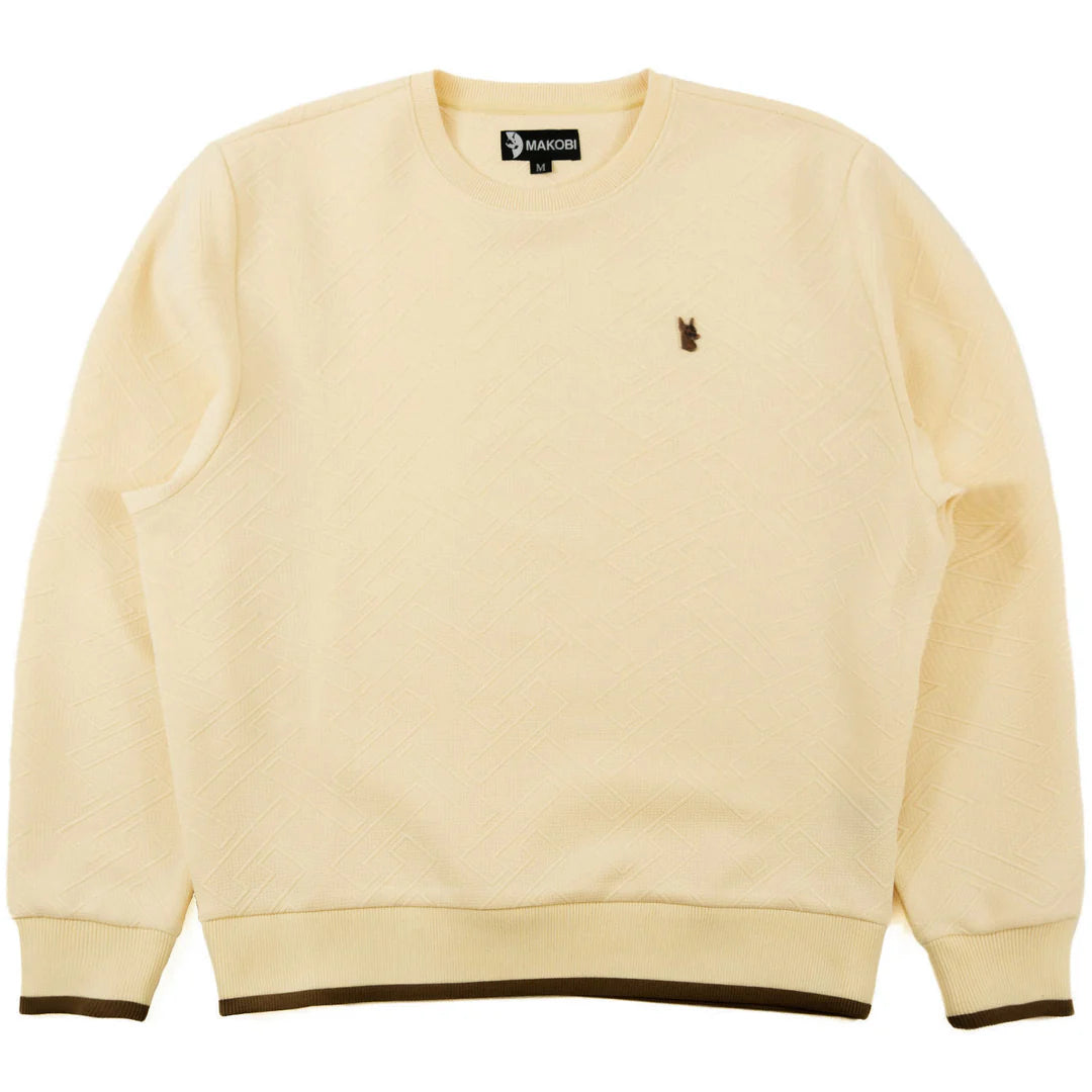 MAKOBI Beanchi Jacquard Crewneck-Natural by MAKOBI