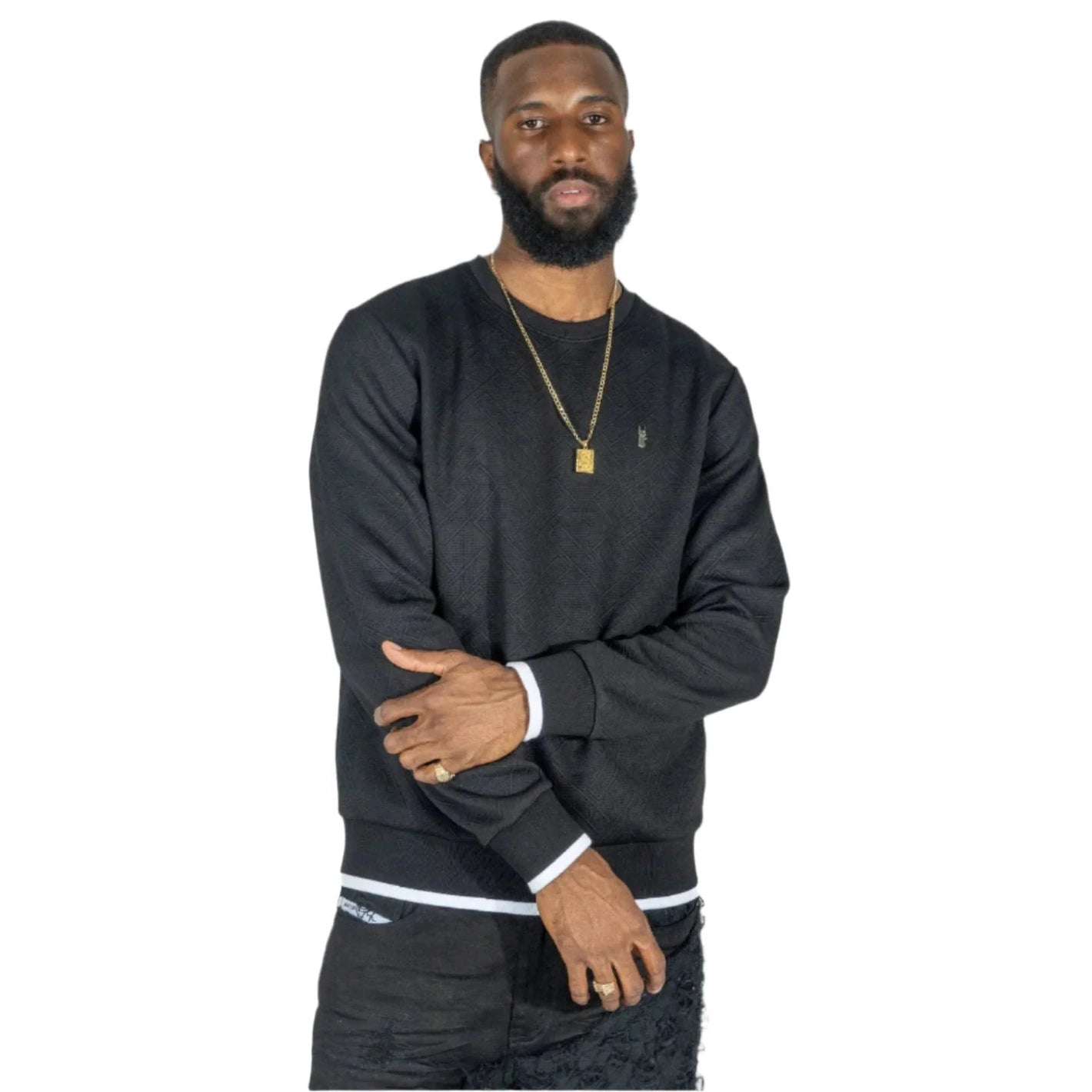 MAKOBI Beanchi Jacquard Crewneck - Black