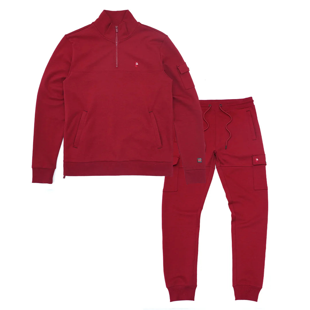 Makobi Tech Fleece Half-Zip Pull Over Set - Burgundy