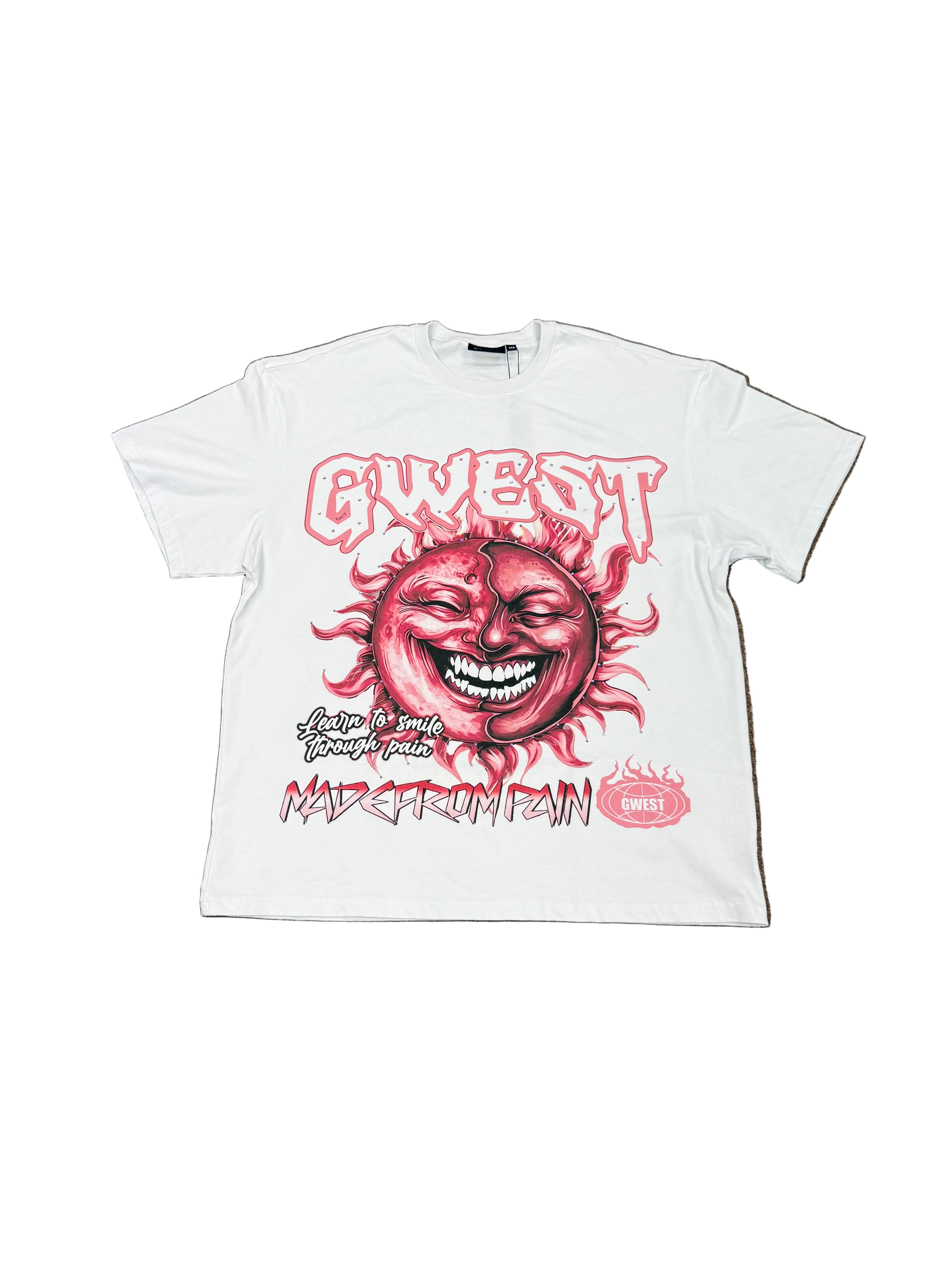 G WEST RHINESTONE PAIN & PEACE TEE