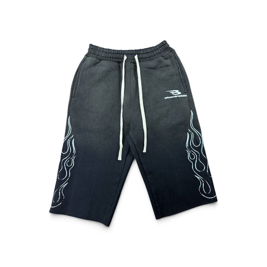 LUV ABOMINABLE FIRE FLAME BAGGY SHORTS by LUV ABOMINABLE