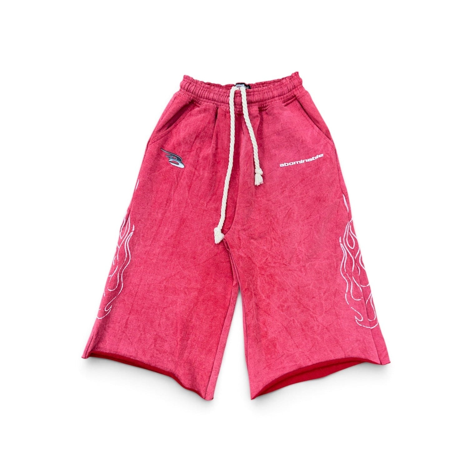 LUV ABOMINABLE FIRE FLAME BAGGY SHORTS by LUV ABOMINABLE