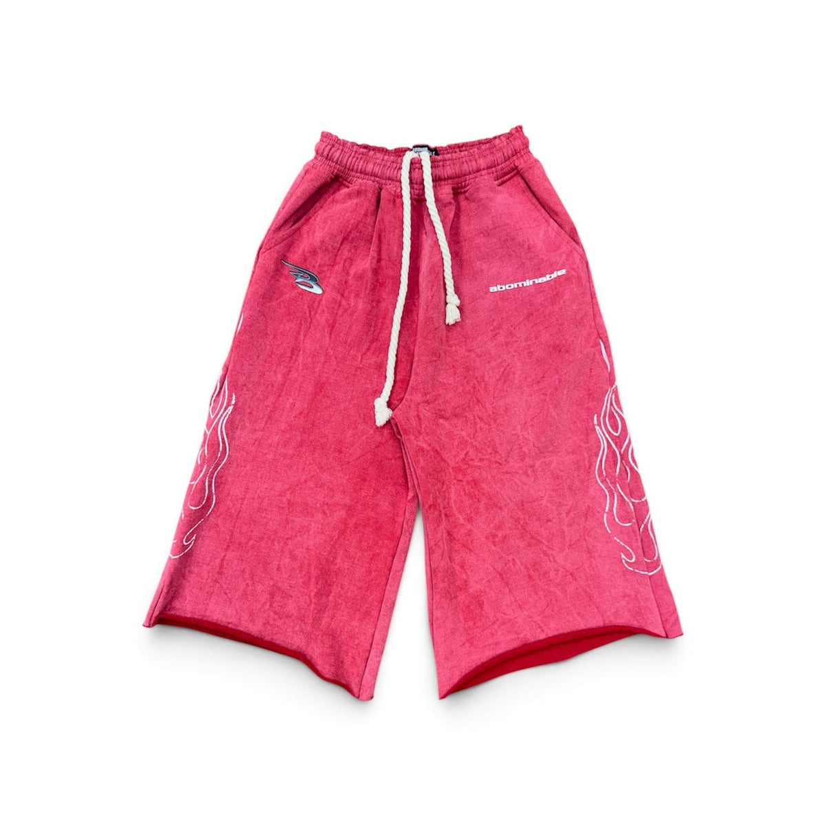 LUV ABOMINABLE FIRE FLAME BAGGY SHORTS by LUV ABOMINABLE