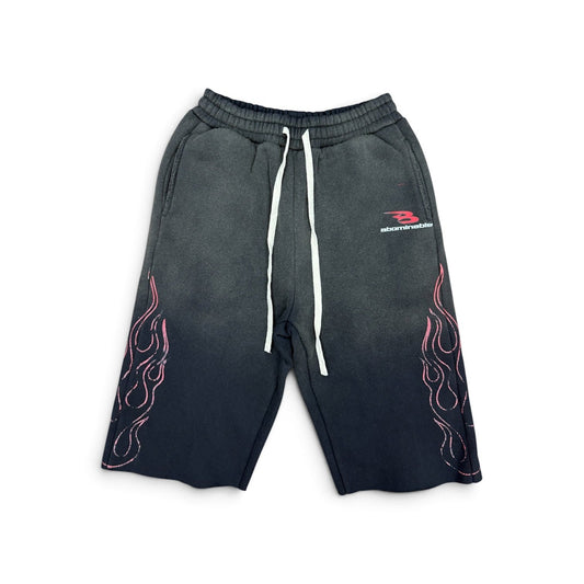 LUV ABOMINABLE FIRE FLAME BAGGY SHORTS by LUV ABOMINABLE