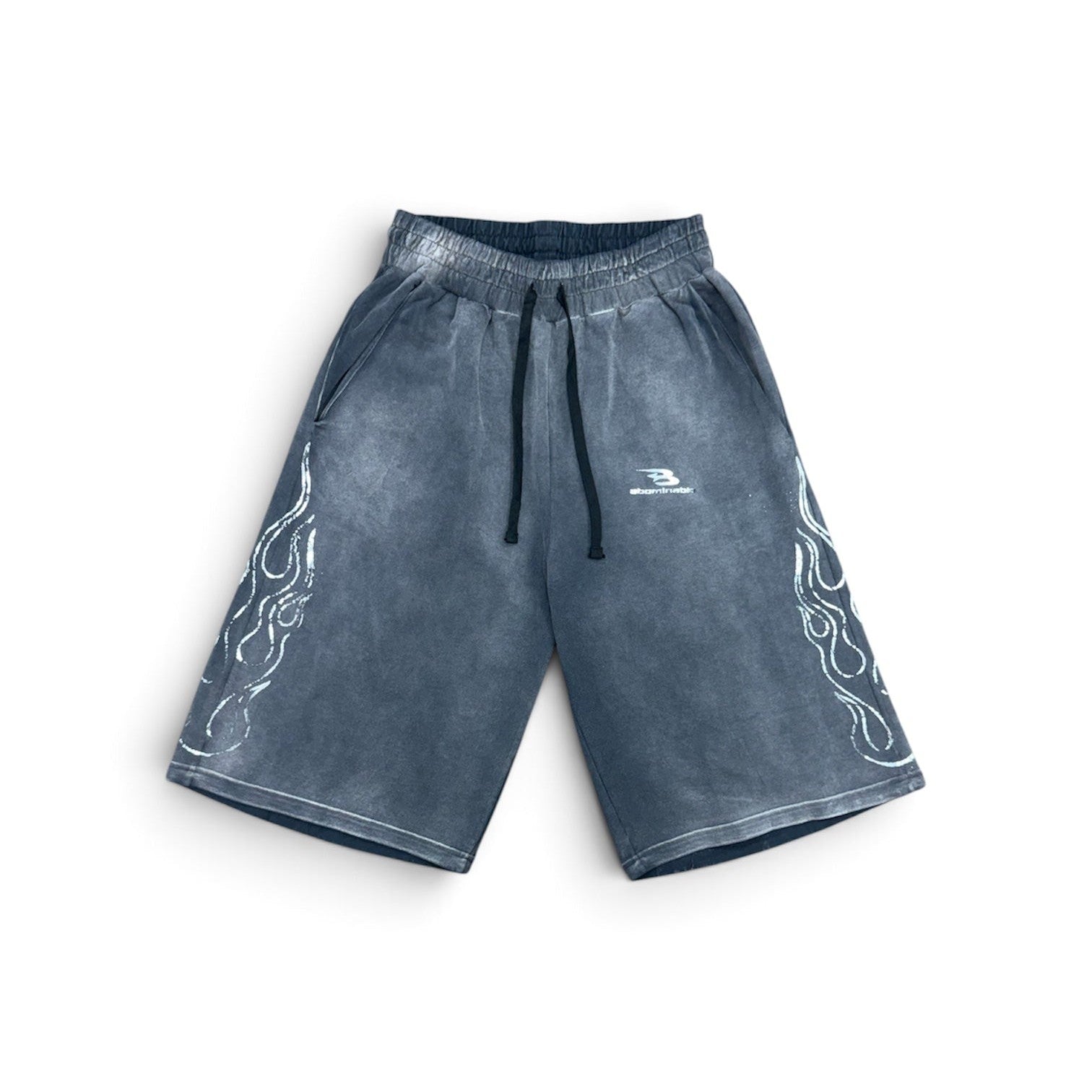 LUV ABOMINABLE FIRE FLAME BAGGY SHORTS by LUV ABOMINABLE