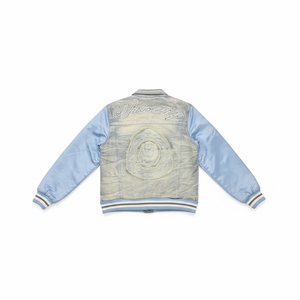 Smoke Rise Men's Varsity Denim Jacket by SMOKE RISE
