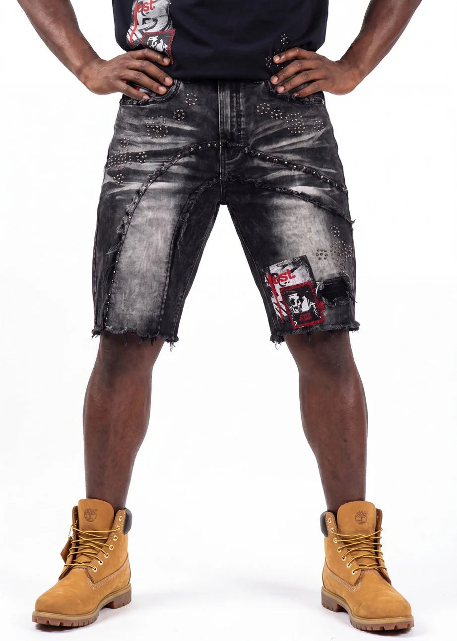 MAKOBI PAIN DENIM SHORTS by Makobi