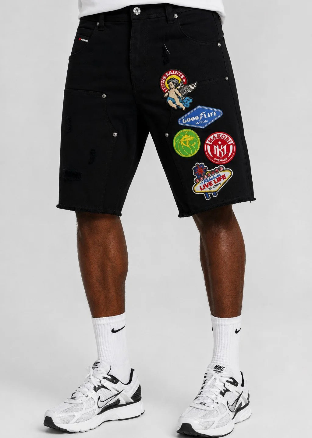 MONDO PATCH DENIM JORTS by MAKOBI