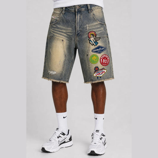 MONDO PATCH DENIM JORTS by MAKOBI