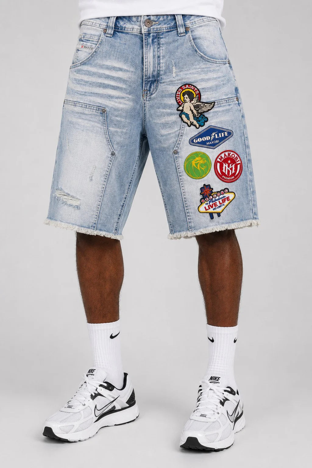 MONDO PATCH DENIM JORTS by MAKOBI