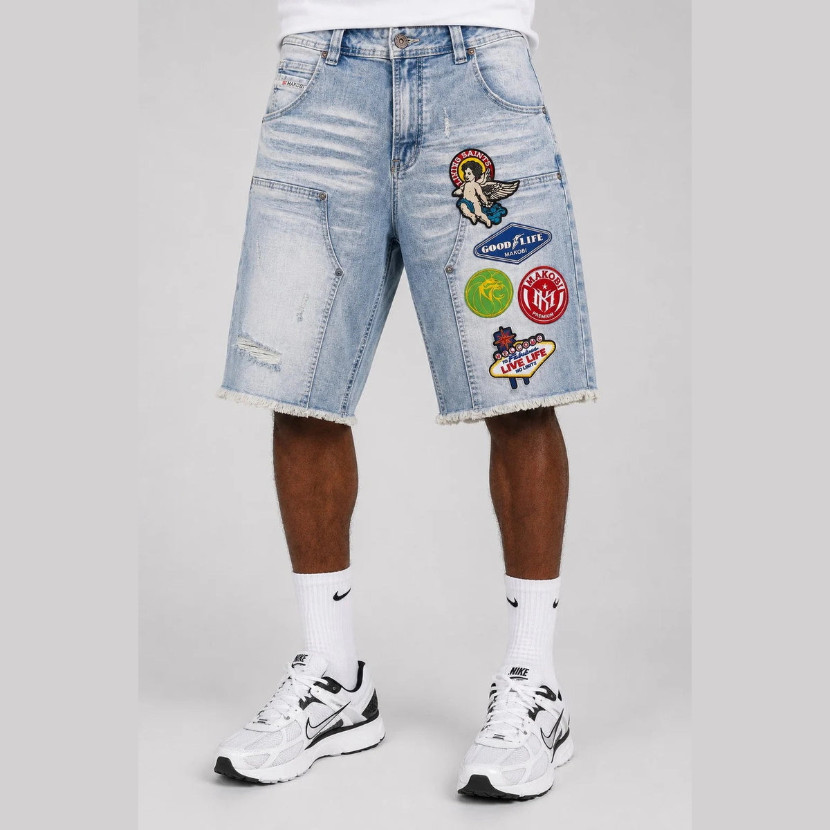 MONDO PATCH DENIM JORTS by MAKOBI