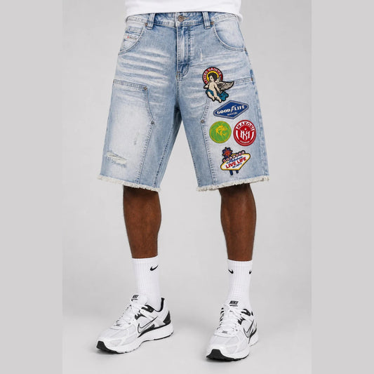 MONDO PATCH DENIM JORTS by MAKOBI