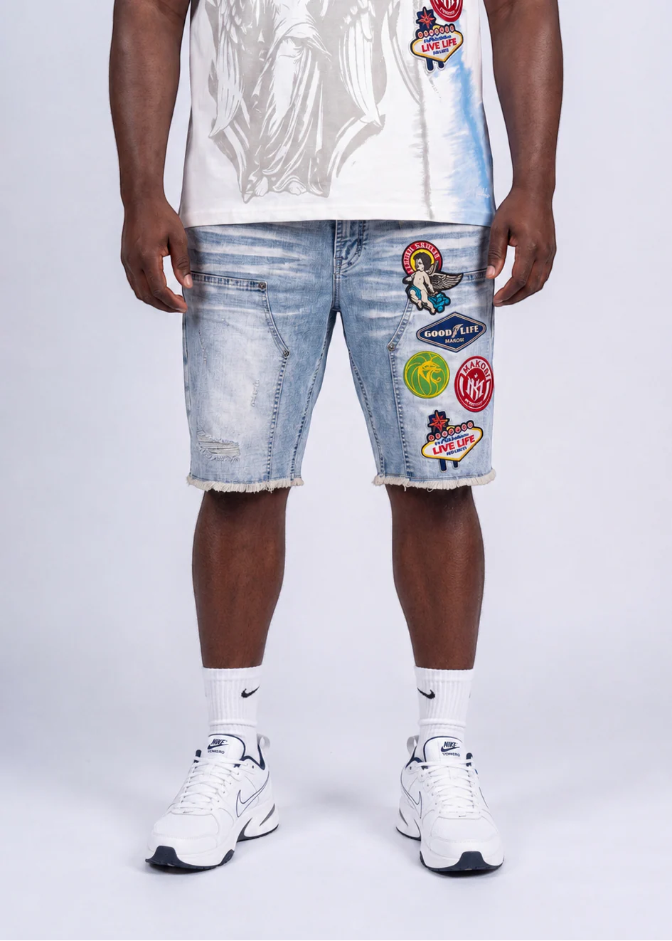 MONDO PATCH DENIM JORTS by MAKOBI