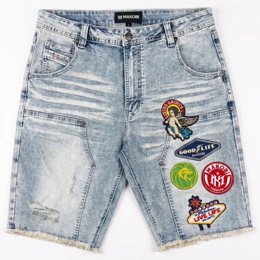 MONDO PATCH DENIM JORTS by MAKOBI